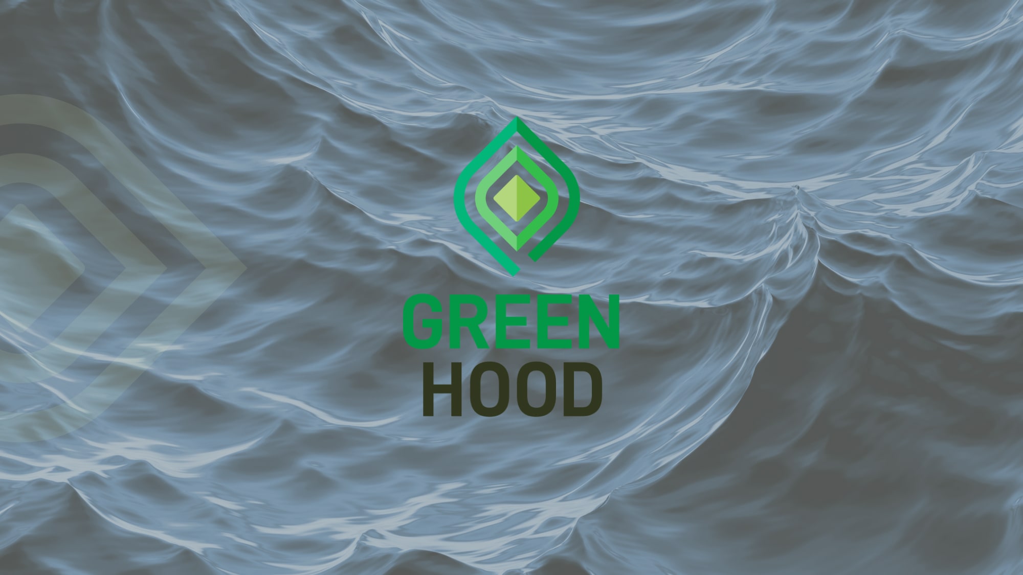 Greenhood logo on ocean on the background